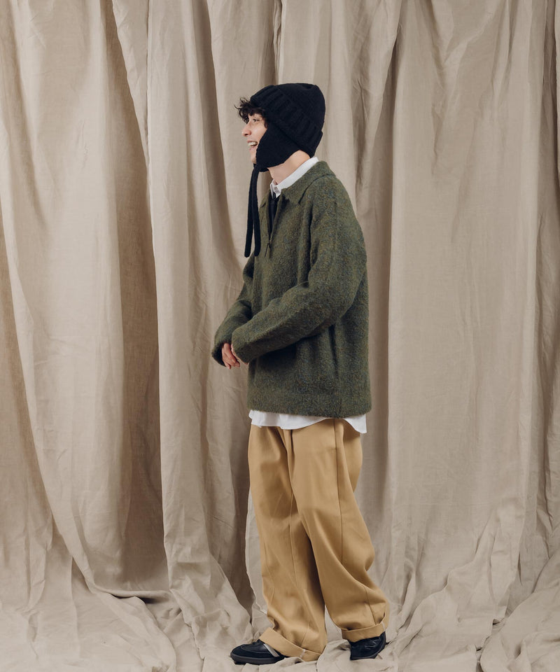 HALF ZIP BOUCLE KNIT