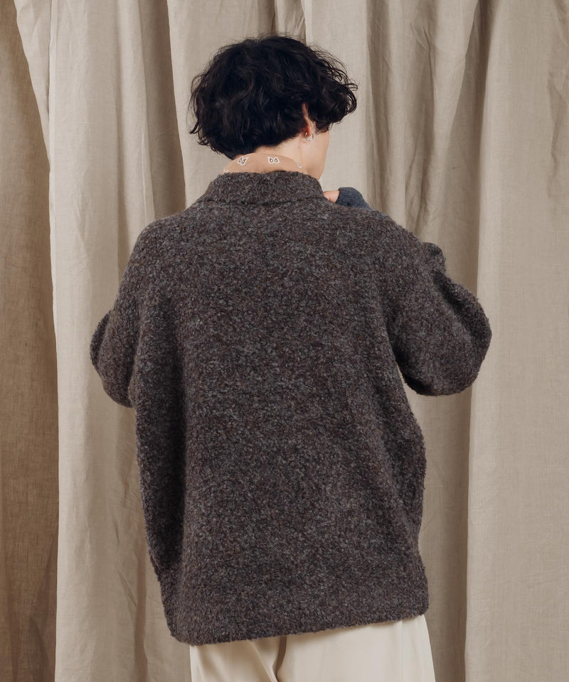 HALF ZIP BOUCLE KNIT