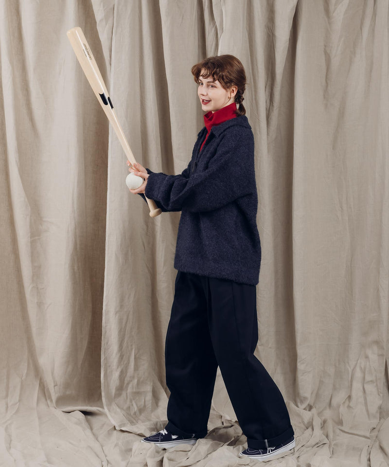 HALF ZIP BOUCLE KNIT
