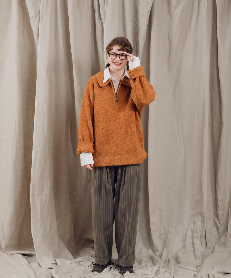 HALF ZIP BOUCLE KNIT