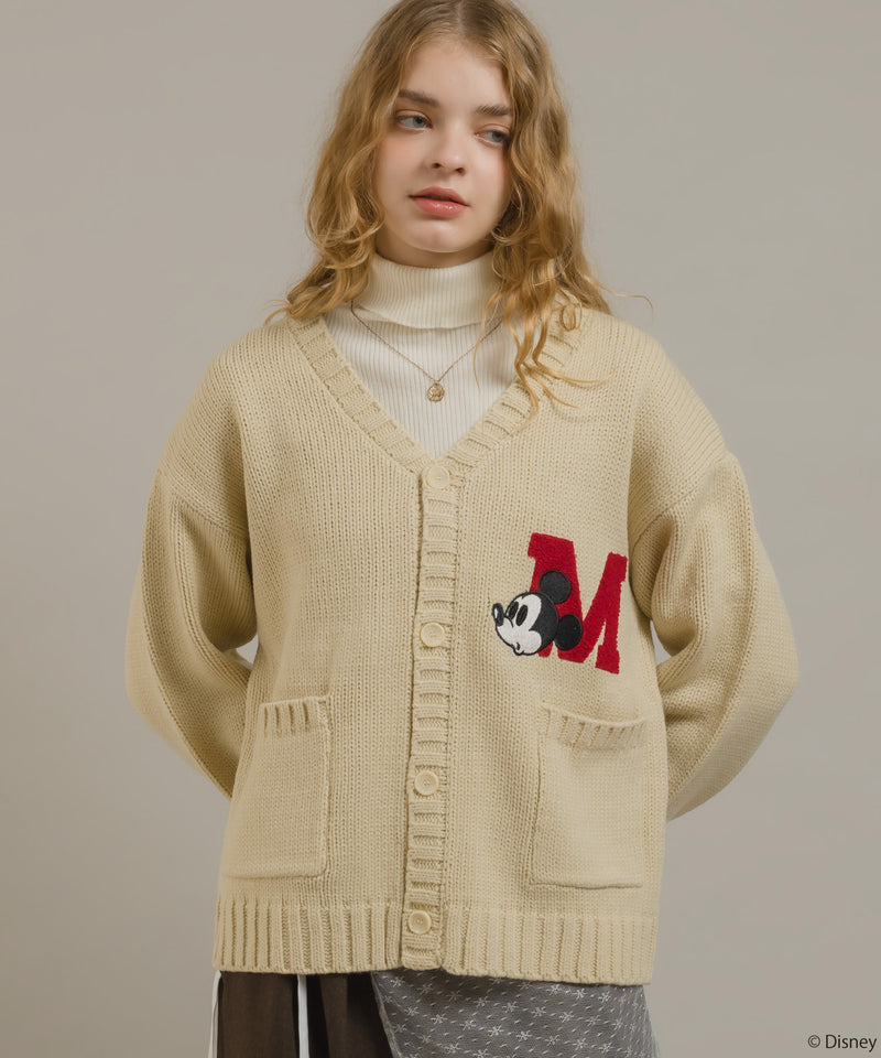 【DISNEY】MICKEY / LETTERED KNIT CARDIGAN