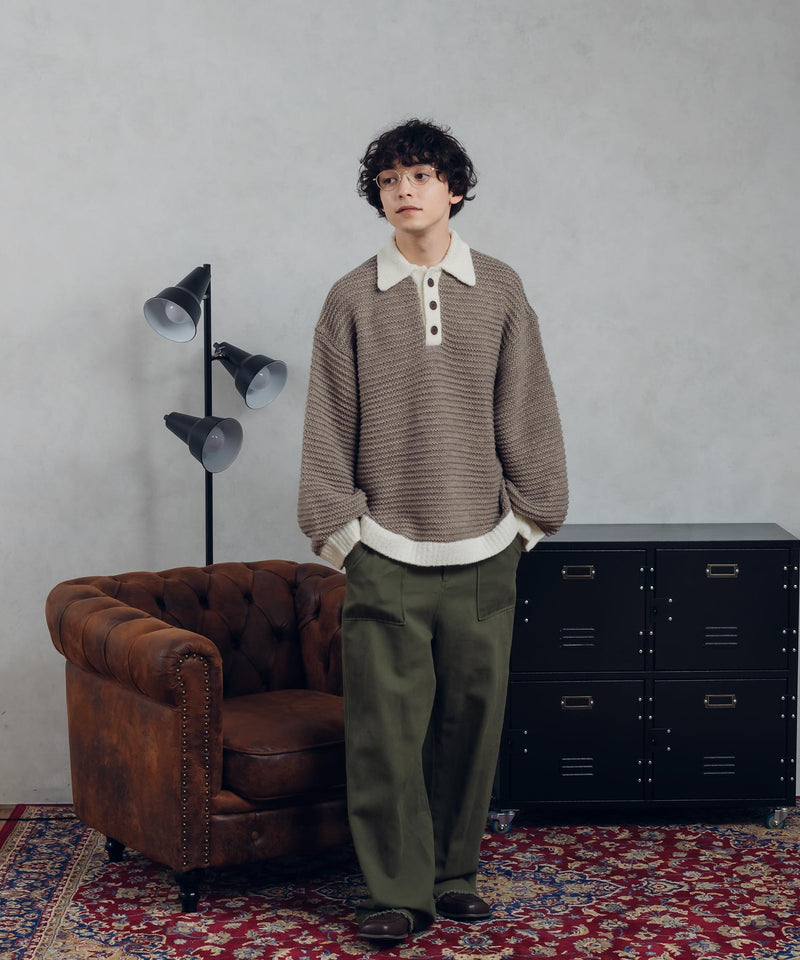 GARTER STITCH POLO KNIT
