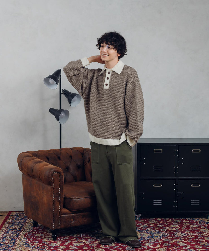 GARTER STITCH POLO KNIT