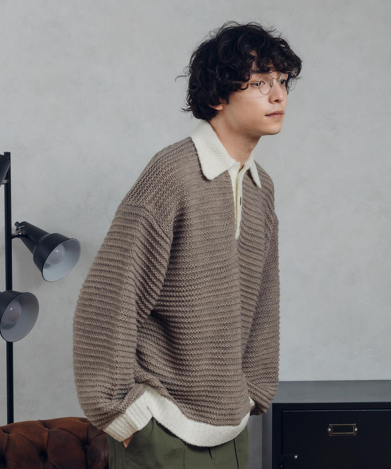 GARTER STITCH POLO KNIT