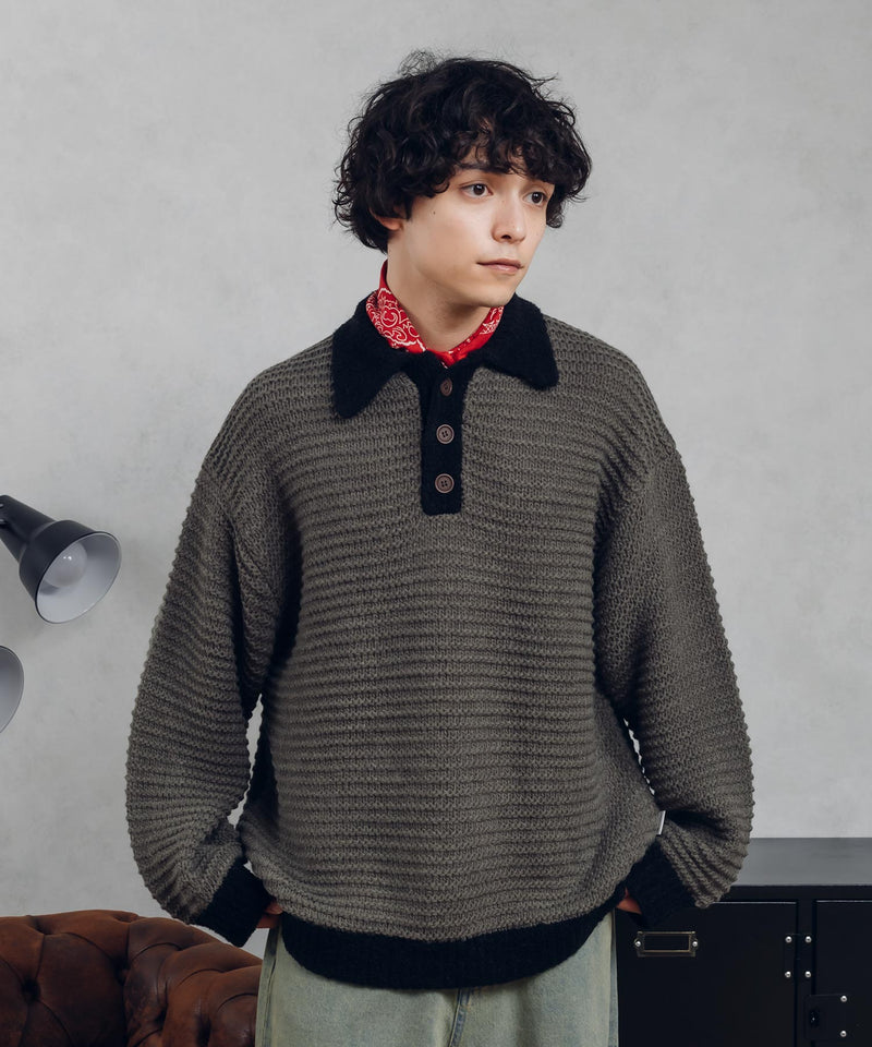 GARTER STITCH POLO KNIT
