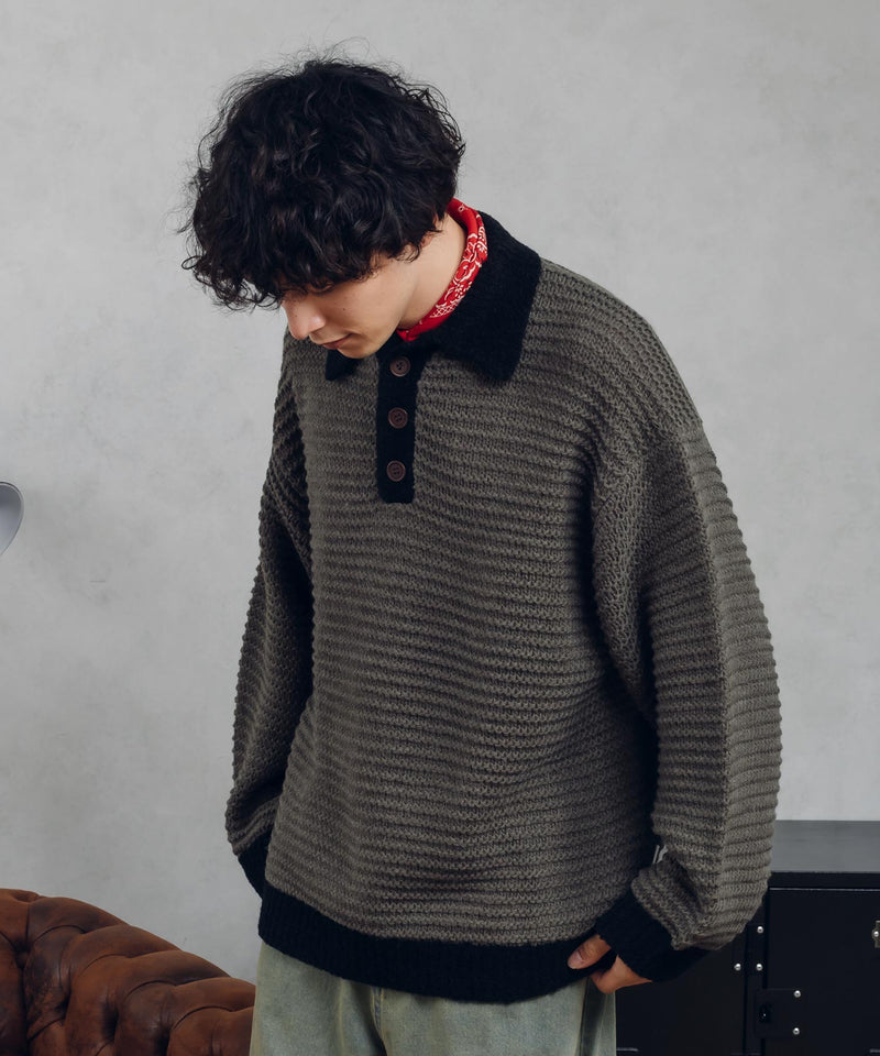 GARTER STITCH POLO KNIT