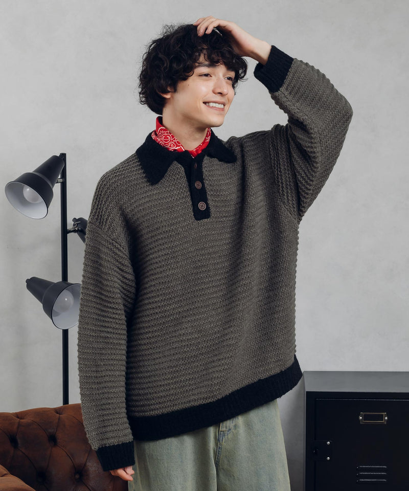 GARTER STITCH POLO KNIT