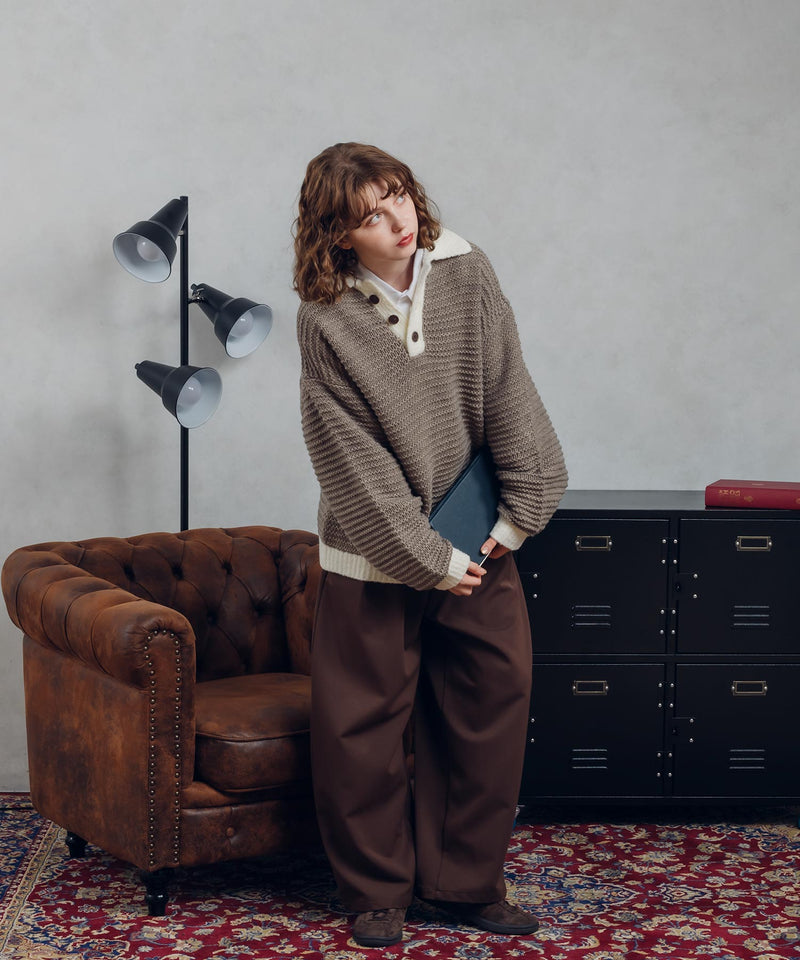 GARTER STITCH POLO KNIT