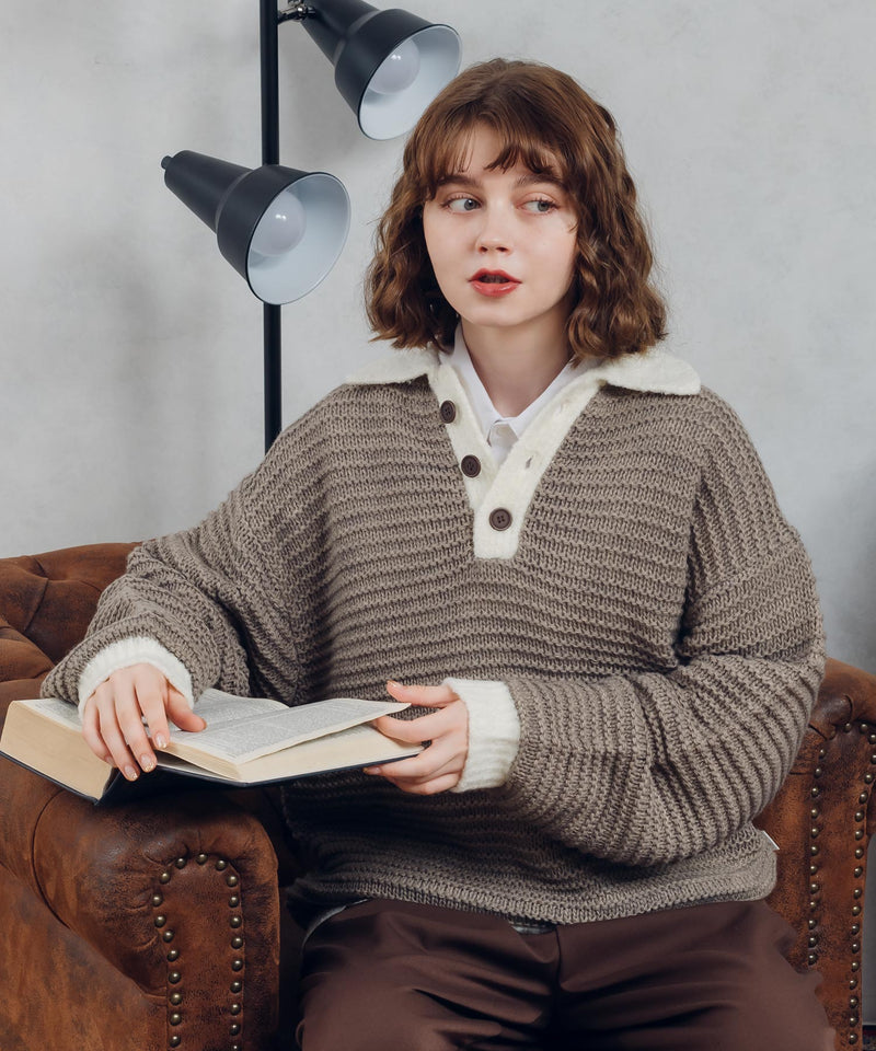 GARTER STITCH POLO KNIT