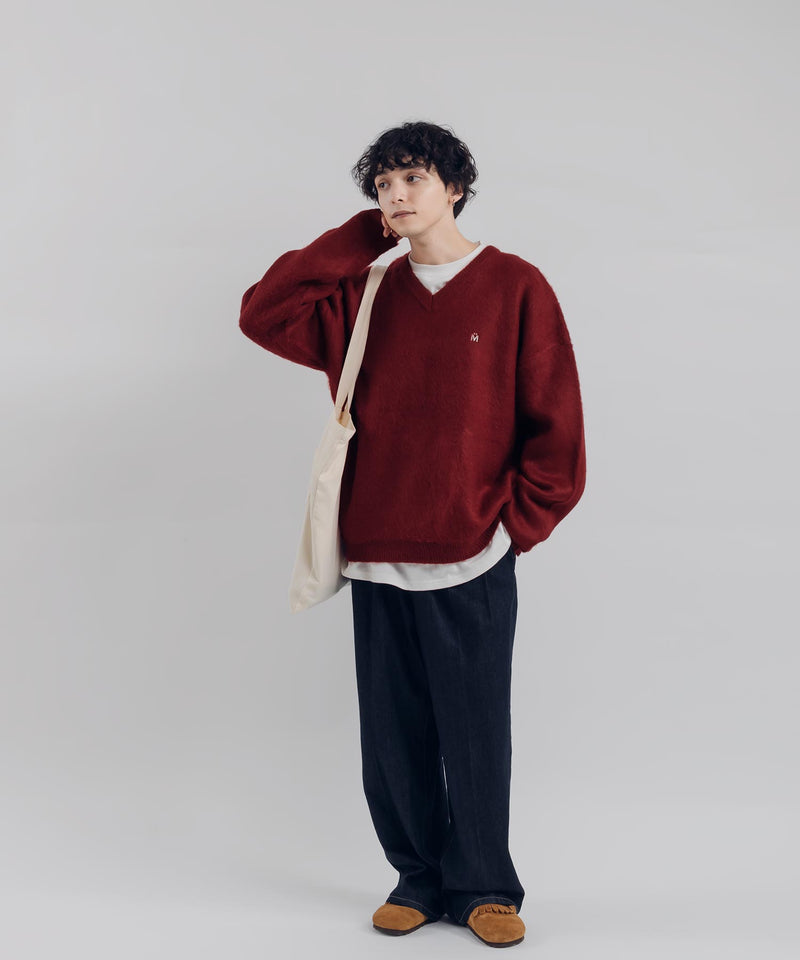 V-NECK BRUSHED KNIT