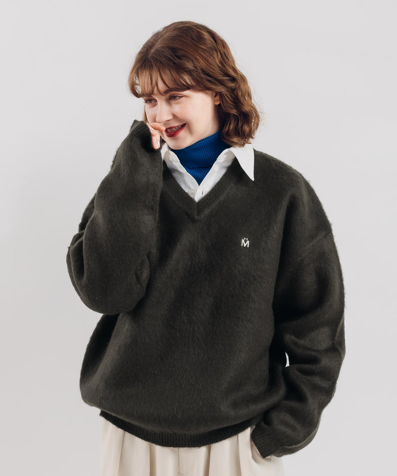 V-NECK BRUSHED KNIT