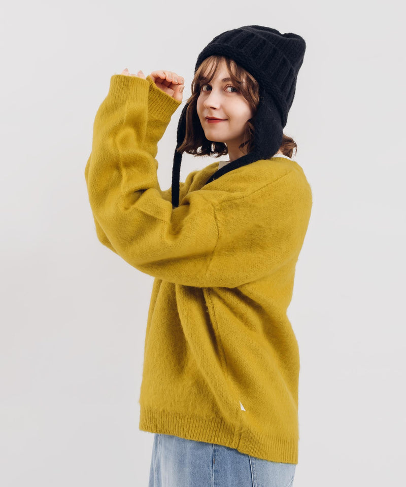 V-NECK BRUSHED KNIT