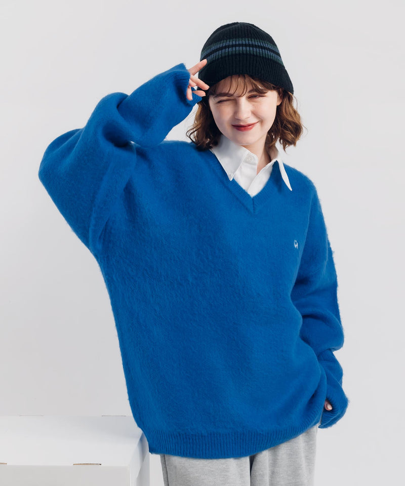 V-NECK BRUSHED KNIT