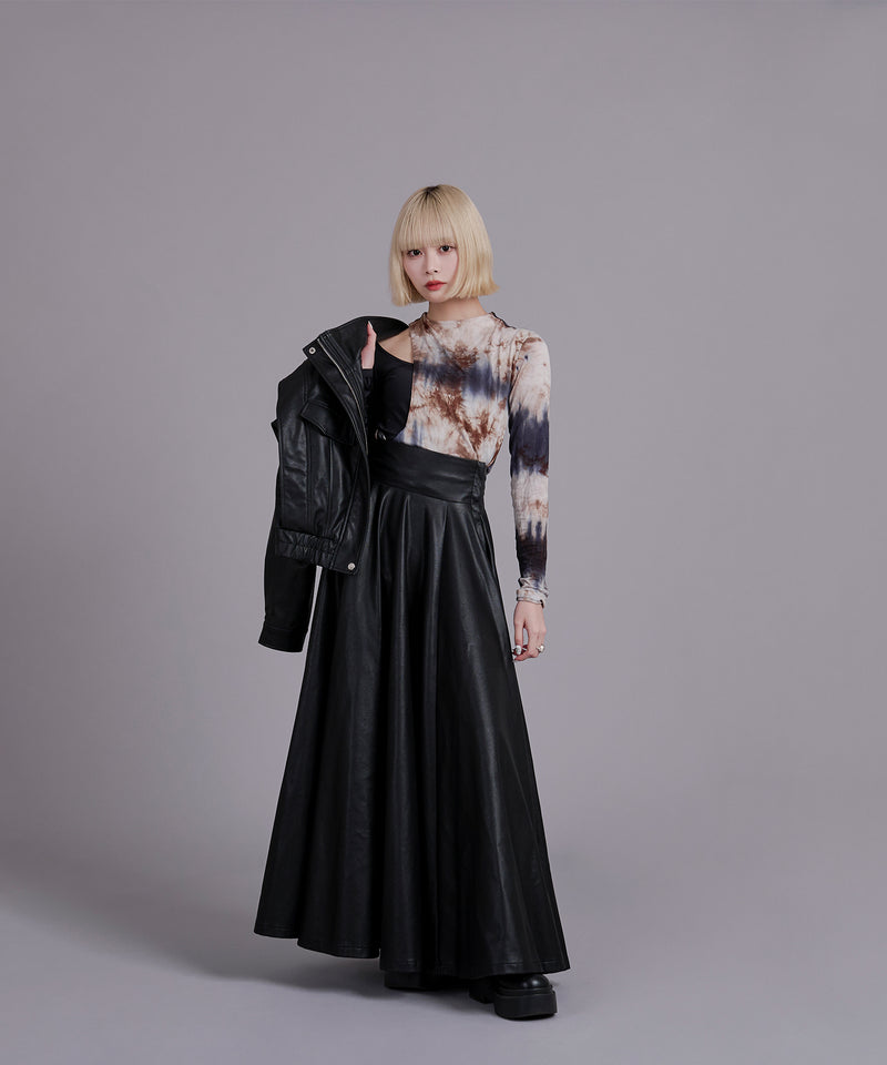 【by manato】Eco leather flared skirt