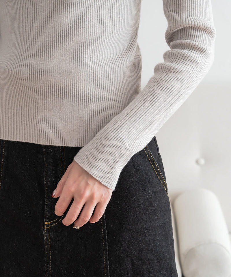 【imyuu】Puff Sleeve Slim Knit / パフスリーブ スリムニット