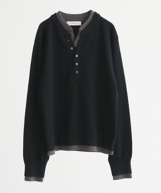 【selleglant｜セレグランテ】LAYERED STYLE HENRY NECK KNIT/レイヤードスタイルヘンリーネックニット
