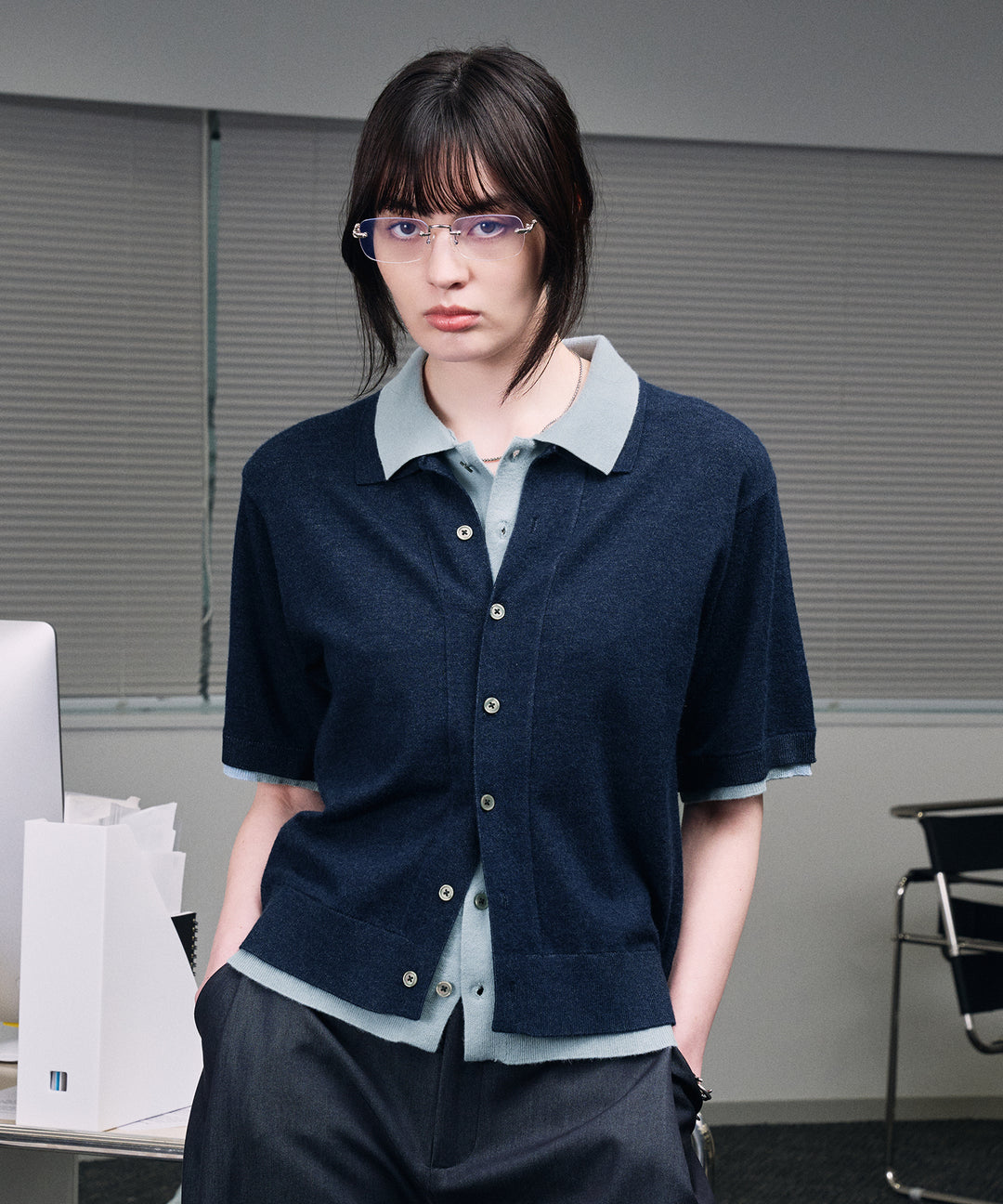 selleglant｜セレグランテ】LAYERED KNITSHIRT HS / レイヤードニット 