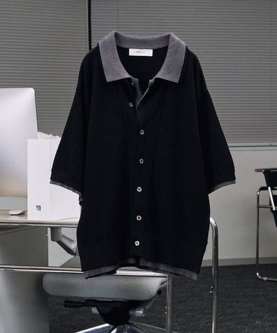 【selleglant｜セレグランテ】LAYERED　KNITSHIRT HS / レイヤードニットシャツ HS