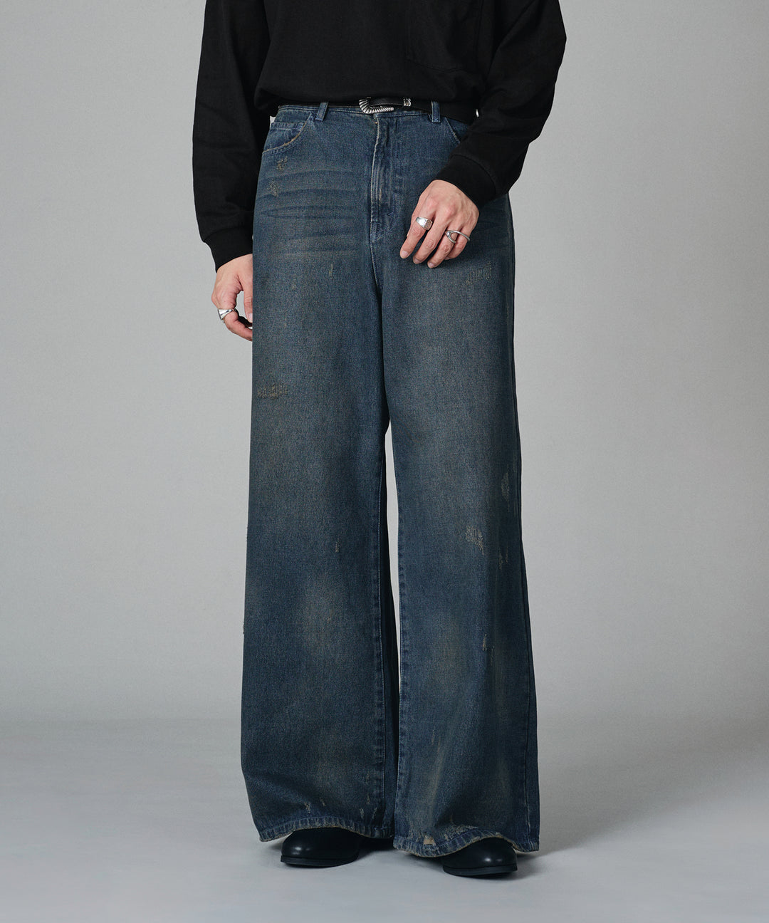 デニム・ジーパン HUECLOSET Vintage Wide Denim Pants SE480 selleglant｜セレグランテ】VINTAGE LIKE WIDE DENIM PANTS