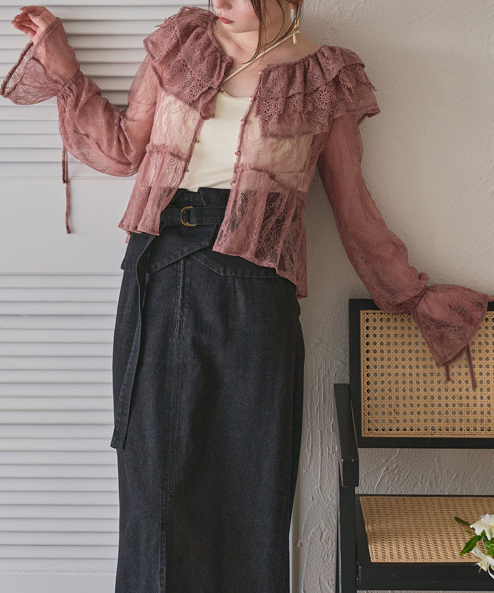 sheer frill blouse / シアーフリルブラウス – favclo.