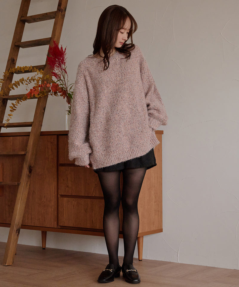 【予約商品】back open mix shaggy knit / バックオープンミックスシャギーニット
