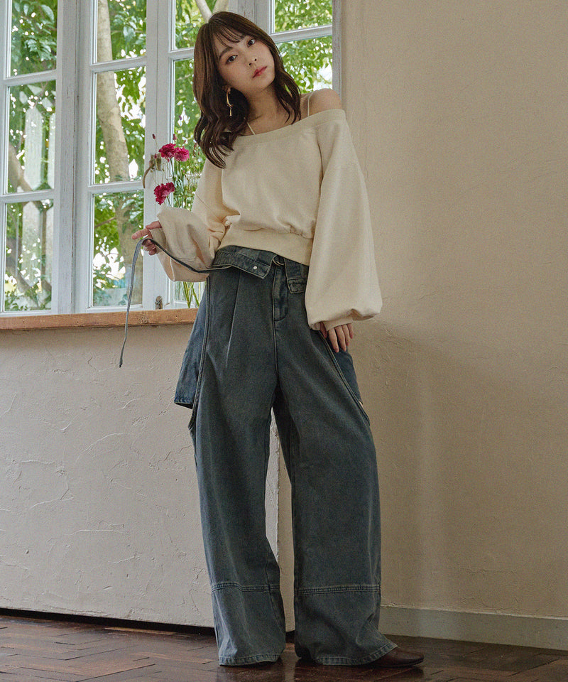 offshoulder sweatshirt / オフショルダースウェットトップス