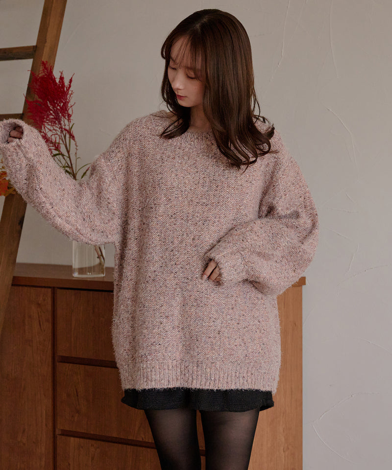 【予約商品】back open mix shaggy knit / バックオープンミックスシャギーニット