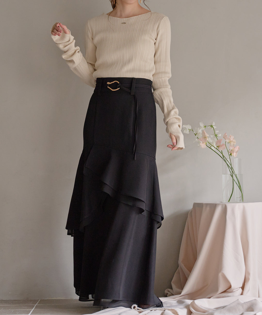 long sleeve rib knit / ロングスリーブリブニット – favclo.