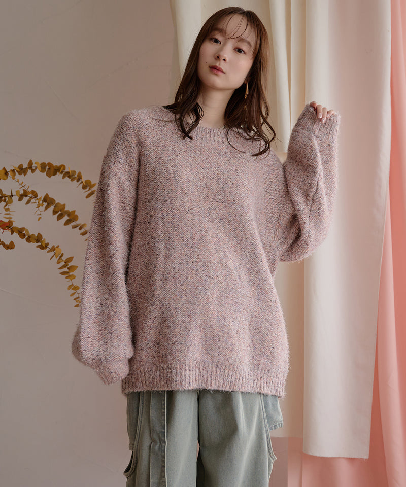 【予約商品】back open mix shaggy knit / バックオープンミックスシャギーニット