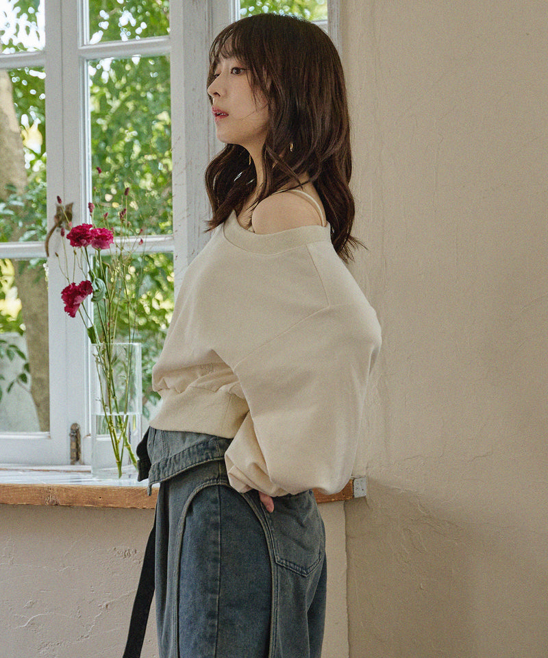 offshoulder sweatshirt / オフショルダースウェットトップス