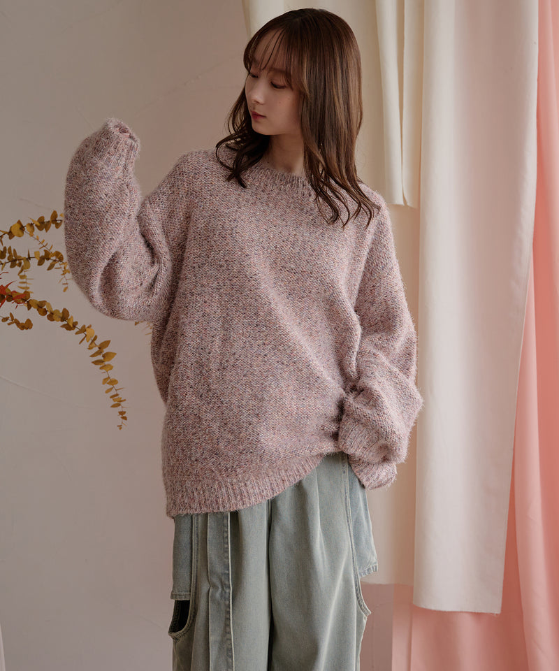 【予約商品】back open mix shaggy knit / バックオープンミックスシャギーニット