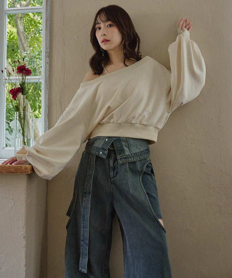 offshoulder sweatshirt / オフショルダースウェットトップス