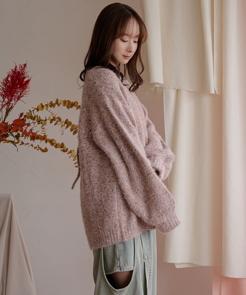 【予約商品】back open mix shaggy knit / バックオープンミックスシャギーニット