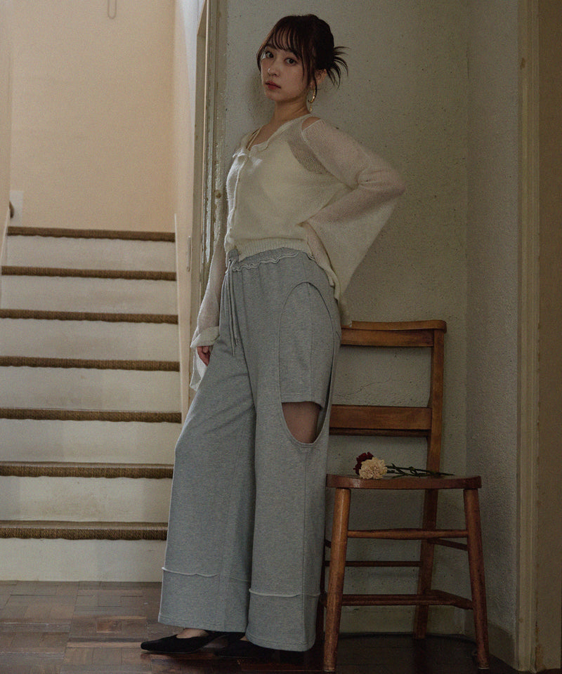 cut out design  sweatshirt pants / カットアウトデザインスウェットパンツ