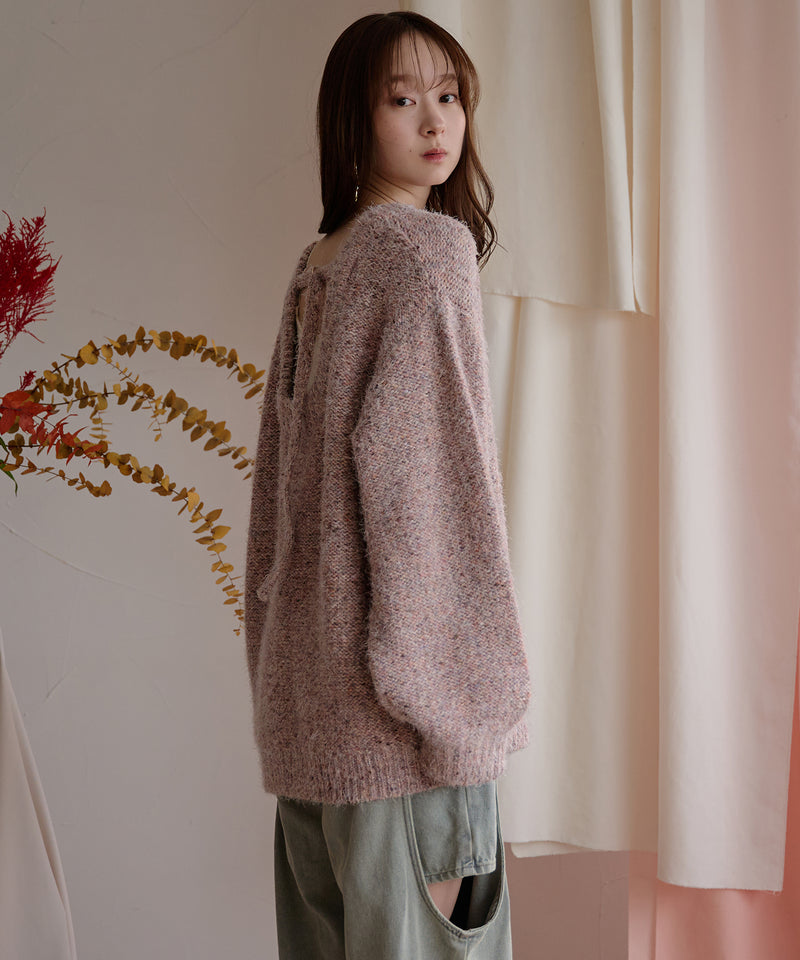 【予約商品】back open mix shaggy knit / バックオープンミックスシャギーニット