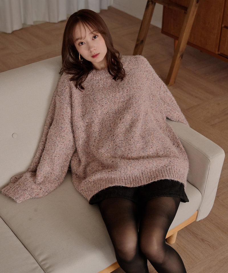 【予約商品】back open mix shaggy knit / バックオープンミックスシャギーニット