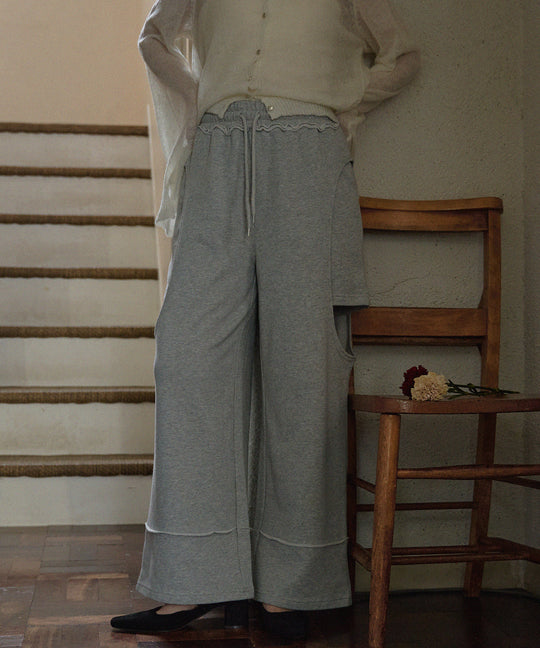 cut out design  sweatshirt pants / カットアウトデザインスウェットパンツ