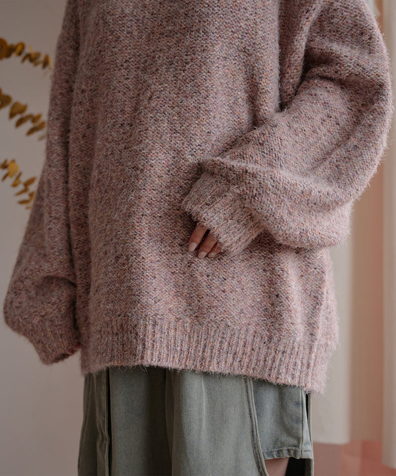 【予約商品】back open mix shaggy knit / バックオープンミックスシャギーニット
