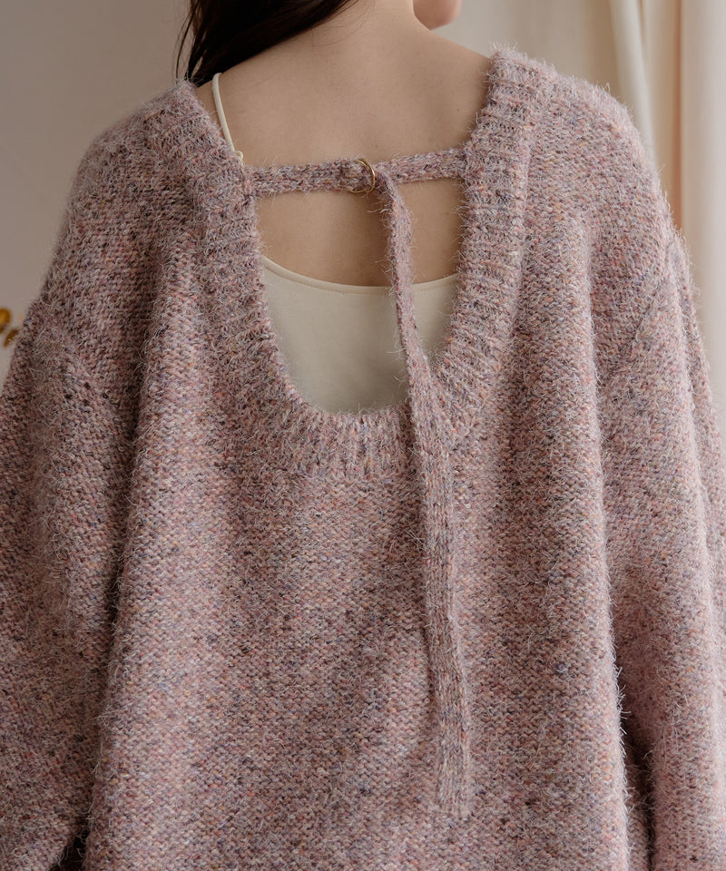 【予約商品】back open mix shaggy knit / バックオープンミックスシャギーニット