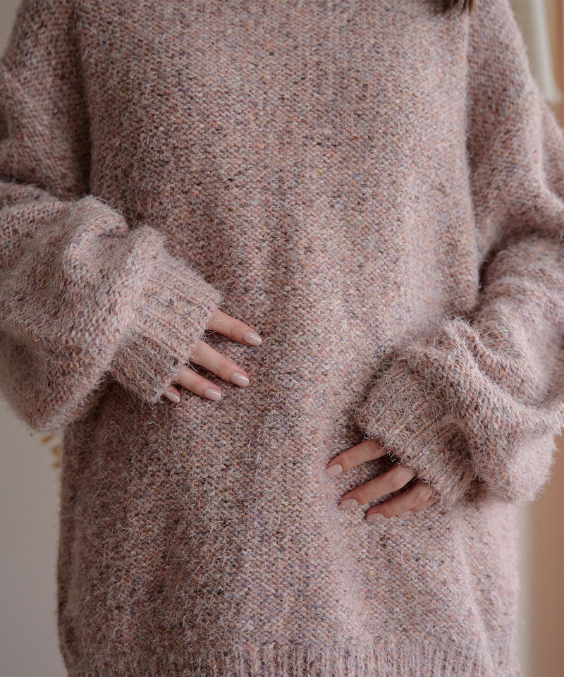 【予約商品】back open mix shaggy knit / バックオープンミックスシャギーニット