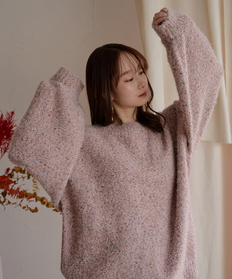 【予約商品】back open mix shaggy knit / バックオープンミックスシャギーニット