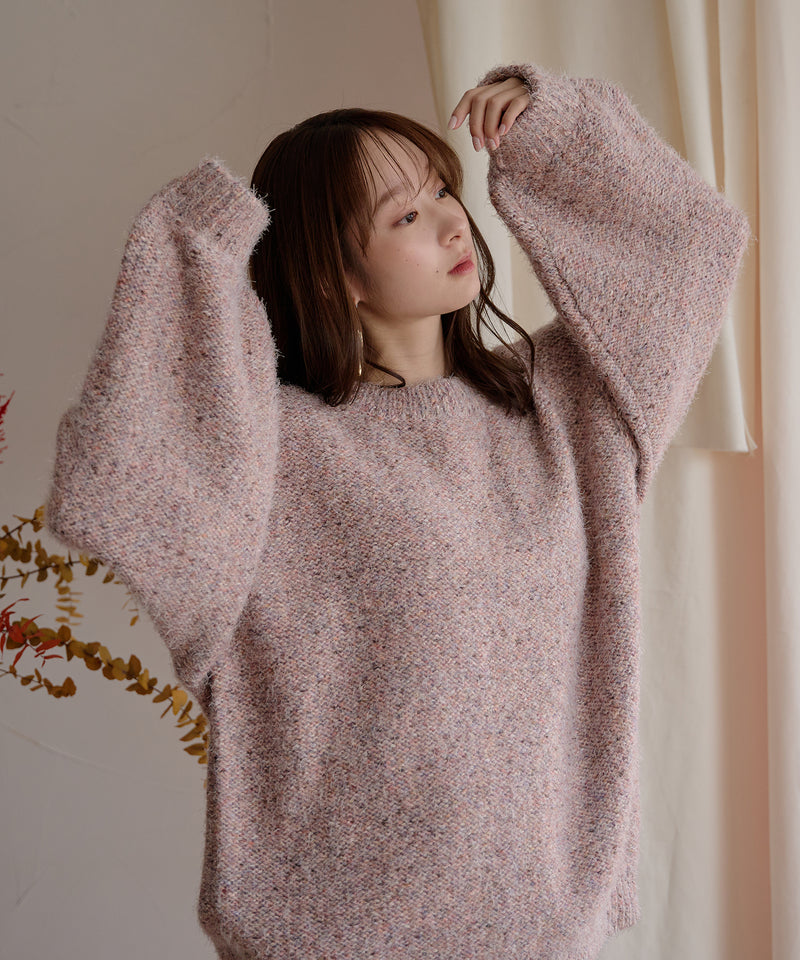 【予約商品】back open mix shaggy knit / バックオープンミックスシャギーニット