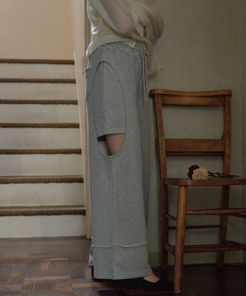 cut out design  sweatshirt pants / カットアウトデザインスウェットパンツ