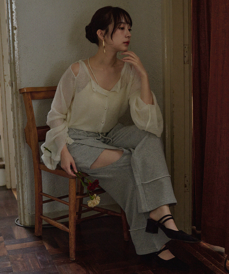 cut out design  sweatshirt pants / カットアウトデザインスウェットパンツ