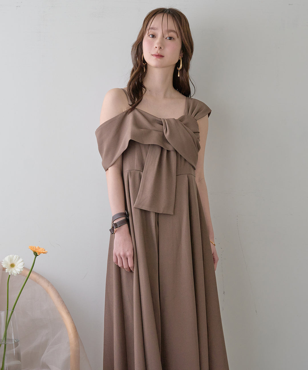 ribbon design one shoulder onepiece / リボンデザインワンショルダー