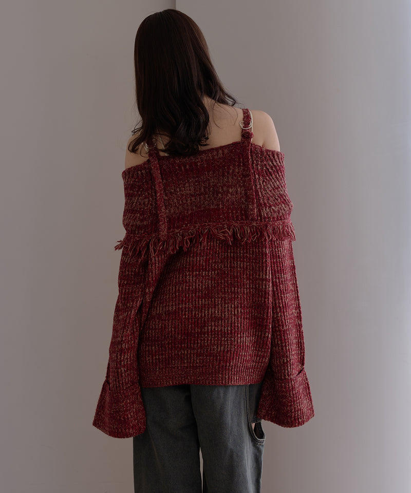mix color offshoulder knit / ミックスカラーオフショルニット