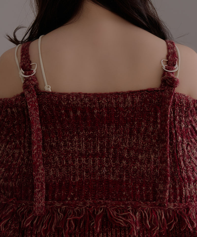 mix color offshoulder knit / ミックスカラーオフショルニット