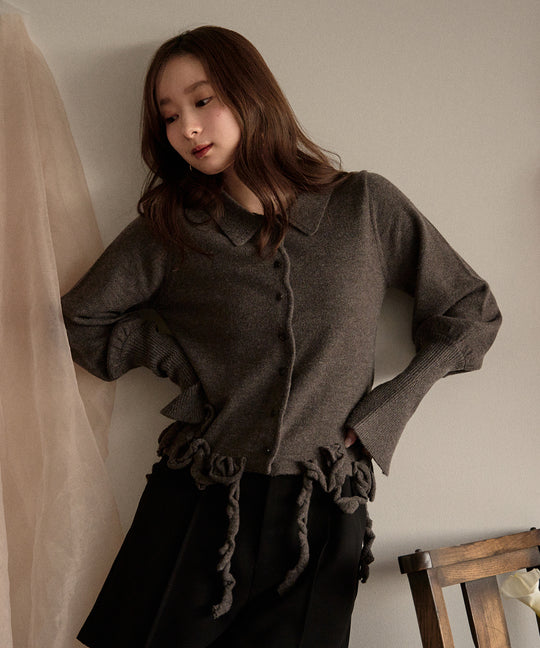 raffle design loose knit shirt / ラッフルデザインルーズニットシャツ