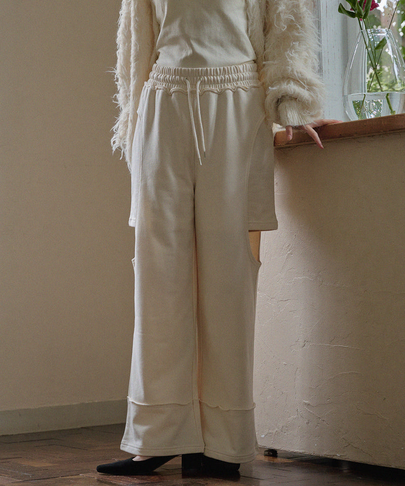 cut out design  sweatshirt pants / カットアウトデザインスウェットパンツ