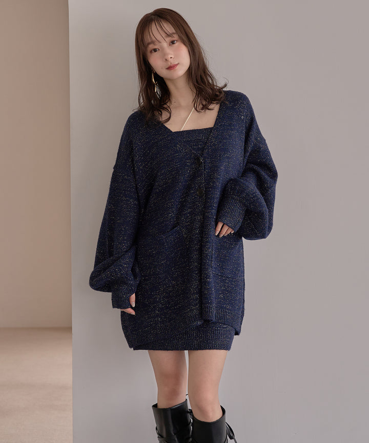 mideal グリッターニットアンサンブル glitter melange knit ensemble / グリッターメランジニット